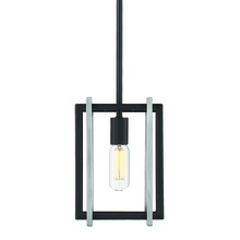  6070-M1L BLK-PW - Tribeca Mini Pendant in Matte Black with Pewter Accents